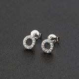 Diamond English Alphabet Letter Earrings Women's Simple Cooperized Silver Earrings