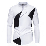 Men's Color Collision Design Casual Fashion Long Sleeve Shirt