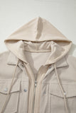 Beige 2 in 1 Thermal Knit Textured Hooded Jacket