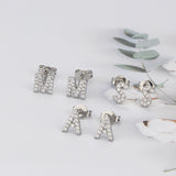 Diamond English Alphabet Letter Earrings Women's Simple Cooperized Silver Earrings
