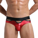 Bronzing Patent Leather Glossy Hollow Stage Performance Briefs