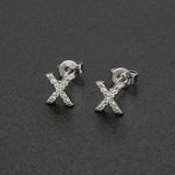 Diamond English Alphabet Letter Earrings Women's Simple Cooperized Silver Earrings