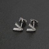 Diamond English Alphabet Letter Earrings Women's Simple Cooperized Silver Earrings