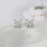 Diamond English Alphabet Letter Earrings Women's Simple Cooperized Silver Earrings
