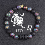 European And American Twelve Constellation Natural Stone Beaded Bracelet