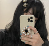 Diamond Inlaid Pearl Telescopic Folding Phone Holder