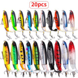 20pcs 1set 13g 35g Topwater Fishing Lures Set Of 20 Popper Bait With 3D Eyes ABS Plastic Hard Baits For Bass Pike