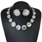 Round Three-dimensional Pattern Necklace And Earring Suit