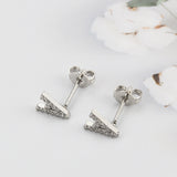 Diamond English Alphabet Letter Earrings Women's Simple Cooperized Silver Earrings