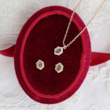 Natural Aquamarine Same Style Gold Plated Ring Necklace Ear Studs Female Accessories
