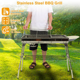16.7x10x17.7 Inch Portable Charcoal Grill Foldable BBQ Suitcase Grill Rack For Outdoor Camping Picnic Garden BBQ